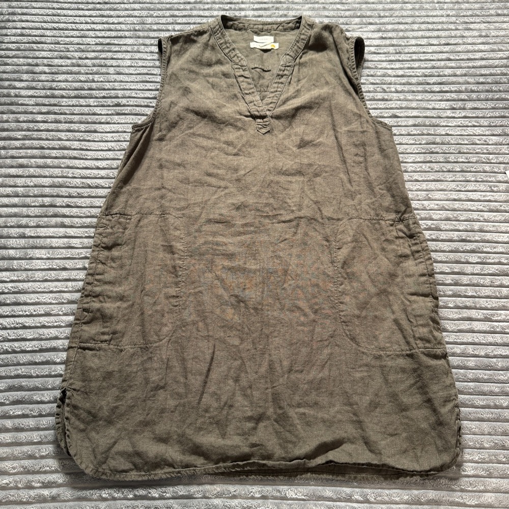 C&C California Olive Green Linen Shift Dress